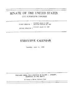 SENATE OF THE UNITED STATES ONE HUNDREDTH CONGRESS FIRST SESSION {  Convened January 6, 1987
