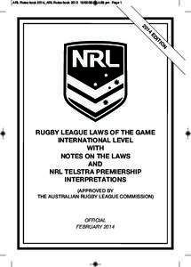 ARL Rules book 2014_ARL Rules book[removed]4:59 pm Page[removed]N IO