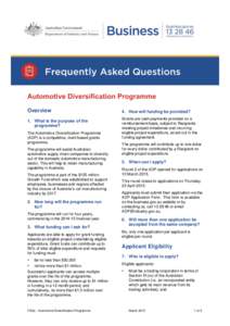 FAQs - Automotive Diversification Programme