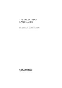 THE DRAVIDIAN LANGUAGES BHADRIRAJU KRISHNAMURTI