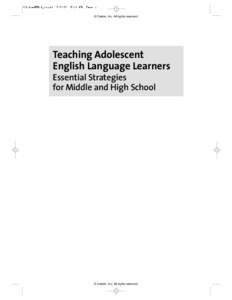 Teaching Adolescent English Language Learners Essential Strategies for Middle and High School  Teaching Adolescent