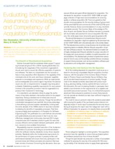 ACQUISITION OF SOFTWARE-RELIANT CAPABILITIES  Evaluating Software Assurance Knowledge and Competency of Acquisition Professionals