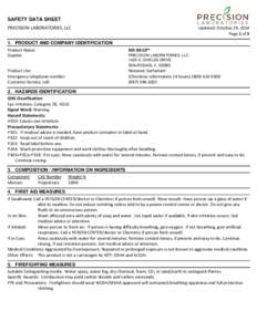 SAFETY DATA SHEET PRECISION LABORATORIES, LLC 1. PRODUCT AND COMPANY IDENTIFICATION Product Name: Supplier: