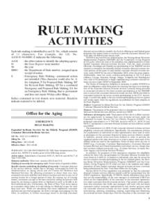 RULE MAKING ACTIVITIES Each rule making is identified by an I.D. No., which consists of 13 characters. For example, the I.D. No. AAM[removed]E indicates the following: