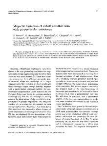 Magnetic hysteresis of cobalt ultrathin films with perpendicular anisotropy