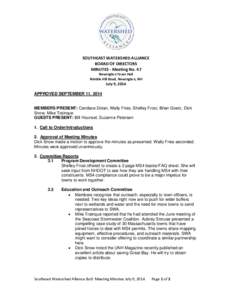 SOUTHEAST WATERSHED ALLIANCE BOARD OF DIRECTORS MINUTES - Meeting No. 47 Newington Town Hall Nimble Hill Road, Newington, NH