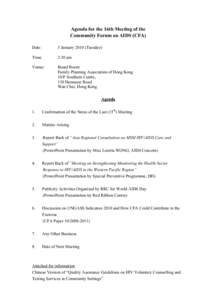 Agenda for the 16th Meeting of the Community Forum on AIDS (CFA)