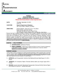 AGENDA REGULAR MEETING LOCAL TRANSPORTATION AUTHORITY Please Click Boxes Below to Open Agenda Items DATE:
