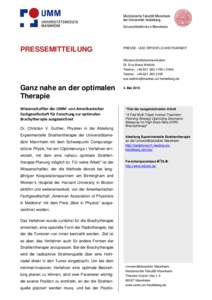 PRESSEMITTEILUNG  PRESSE- UND ÖFFENTLICHKEITSARBEIT Wissenschaftskommunikation Dr. Eva Maria Wellnitz