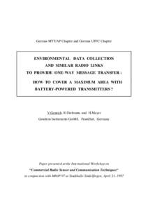 German MTT/AP Chapter and German UFFC Chapter  ENVIRONMENTAL DATA COLLECTION AND SIMILAR RADIO LINKS TO PROVIDE ONE-WAY MESSAGE TRANSFER : HOW TO COVER A MAXIMUM AREA WITH