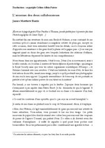 Traduction : copyright Céline-Albin Faivre  L’aventure des deux collaborateurs James Matthew Barrie  [Écrite sur la page de garde d’Une Fenêtre à Thrums, parodie publiée pour la première fois dans