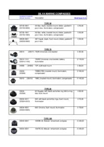 Part Number  SILVA MARINE COMPASSES (numbers in brackets indicate Southern