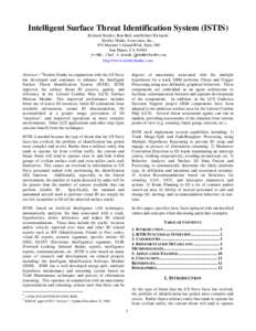 Intelligent Surface Threat Identification System (ISTIS) Richard Stottler, Ben Ball, and Robert Richards Stottler Henke Associates, Inc., 951 Mariner’s Island Blvd, Suite 360 San Mateo, CA[removed]http://www.stottlerhenk