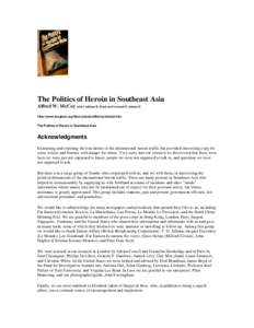 The Politics of Heroin in Southeast Asia