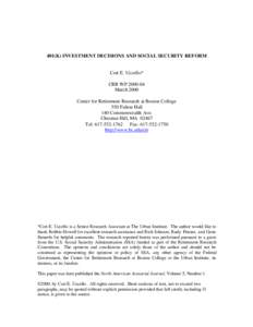 Pension / Personal finance / Financial services / Actuarial science / Social Security debate in the United States / Thrift Savings Plan / Defined contribution plan / Defined benefit pension plan / Asset allocation / Financial economics / Investment / Economics