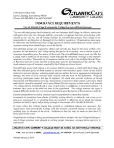 5100 Black Horse Pike Mays Landing, New Jersey[removed]Phone: [removed], Fax: [removed]INSURANCE REQUIREMENTS Use of Atlantic Cape Community College by non-affiliated groups.