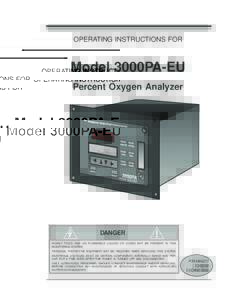 Percent Oxygen Analyzer  OPERATING INSTRUCTIONS FOR Model 3000PA-EU Percent Oxygen Analyzer