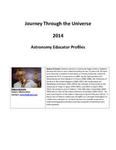 Journey Through the Universe 2014 Astronomy Educator Profiles Nobuo Arimoto Subaru Observatory