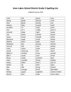Microsoft Word - Spelling List for Grade 3 for the Website for Jandocx