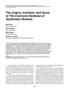 International Journal of Technology Assessment in Health Care, 25:Supplement[removed]), 182–195. Copyright c 2009 Mark Starr, Iain Chalmers, and Mike Clarke. Published by Cambridge University Press. Printed in the U.S.A. doi:[removed]S026646230909062X