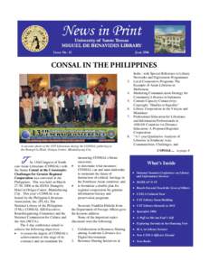 News in Print  University of Santo Tomas MIGUEL DE BENAVIDES LIBRARY  Issue No. 52