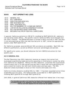 Multistate Audit Technique Manual: [removed]NET OPERATING LOSS