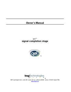 Owner’s Manual  q ∅ l™ signal completion stage