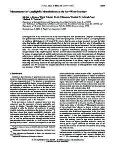 J. Phys. Chem. B 2002, 106, [removed]11277 Microstructure of Amphiphilic Monodendrons at the Air-Water Interface Kirsten L. Genson,† David Vaknin,‡ Ovette Villacencio,§ Dominic V. McGrath,§ and