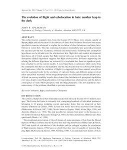 Mammal Rev. 2001, Volume 31, No. 2, 111–130. Printed in Great Britain.  The evolution of flight and echolocation in bats: another leap in
