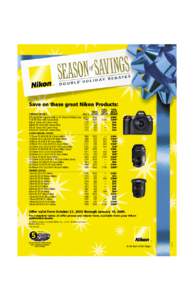 SEASON CC plain.L[removed]:29 PM Page 1  Save on these great Nikon Products: BONUS TOTAL REBATE REBATE REBATE