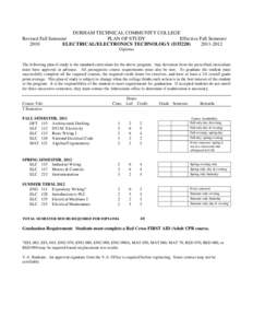 DURHAM TECHNICAL COMMUNITY COLLEGE Revised Fall Semester PLAN OF STUDY Effective Fall Semester 2010 ELECTRICAL/ELECTRONICS TECHNOLOGY (D35220)