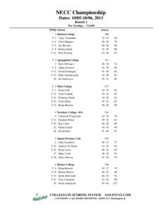 NECC Championship Dates: [removed], 2013 Round: 1 Par-Yardage: [removed]FINQ School