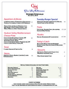 Hudson Valley Mediterranean Dinner Specials May 27th, 2014