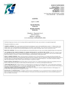 April 15, [removed]Board of Supervisors Agenda