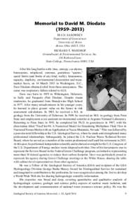 Memorial to David M. Diodato (1959–2013) IRA D. SASOWSKY Department of Geosciences University of Akron Akron, Ohio 44325, USA