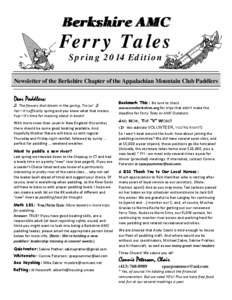 Berkshire AMC  Ferry Tales Spring 2014 Edition  Newsletter of the Berkshire Chapter of the Appalachian Mountain Club Paddlers