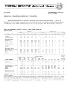 FEDERAL RESERVE statistical release G[removed]For release at 9:15 a.m. (EDT) October 16, 2009