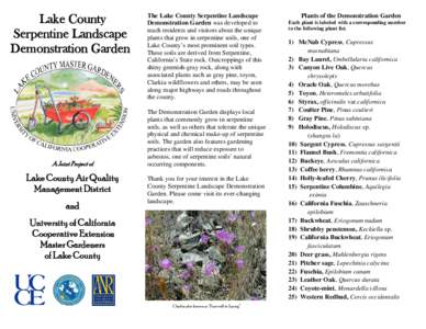 Lake County Serpentine Landscape Demonstration Garden A Joint Project of