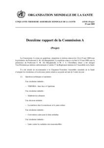 ORGANISATION MONDIALE DE LA SANTE CINQUANTE-TROISIEME ASSEMBLEE MONDIALE DE LA SANTE A53/41 (Projet) 19 mai 2000