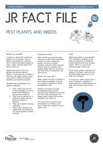 PEST PLANTS AND WEEDS  What is a weed? Did you know?