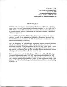 NEWS RELEASE, FOR IMMEDIATE RELEASE January 17,2005 For more information contact Chuck Raddon at[removed]Or by email to: [removed]