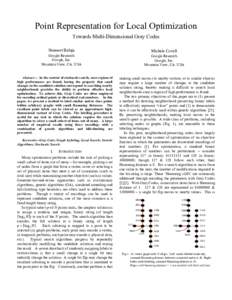 Point Representation for Local Optimization Towards Multi-Dimensional Gray Codes Shumeet Baluja Michele Covell