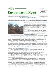 _PA ______ _ Environment Digest Edited By David E. Hess, Crisci Associates PA Environment Digest Video Blog