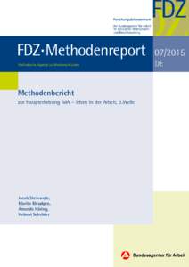 Methodenbericht zur Haupterhebung lidA – leben in der Arbeit, 2.Welle  Jacob Steinwede,