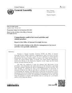 Comprehensive audit of air travel activities and related practices
