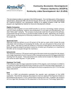 “KENTUCKY FOLLOWED UP AN EXTREMELY STRONG 1999 – IN WHICH IT RANKED FIRST IN NUMBER OF NEW JOBS CREATED PER ONE MILLION RESIDENTS  – BY TAKING THE NO