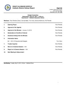 BRANT HALDIMAND NORFOLK  Catholic District School Board Agenda