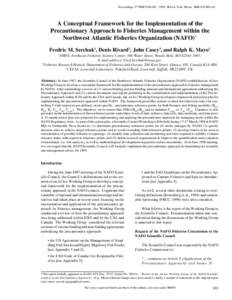 Proceedings, 5th NMFS NSAW[removed]NOAA Tech. Memo. NMFS-F/SPO-40.  A Conceptual Framework for the Implementation of the Precautionary Approach to Fisheries Management within the Northwest Atlantic Fisheries Organization 