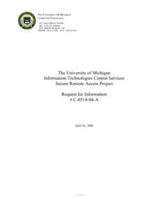 THE UNIVERSITY OF MICHIGAN COMPUTER PURCHASING 7071 WOLVERINE TOWER 3003 S. STATE STREET ANN ARBOR, MIPHONE: FAX: 