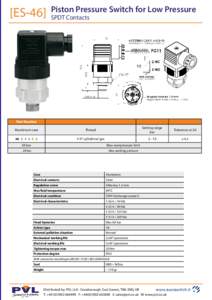 [ES-46]  Piston Pressure Switch for Low Pressure SPDT Contacts  Part Number